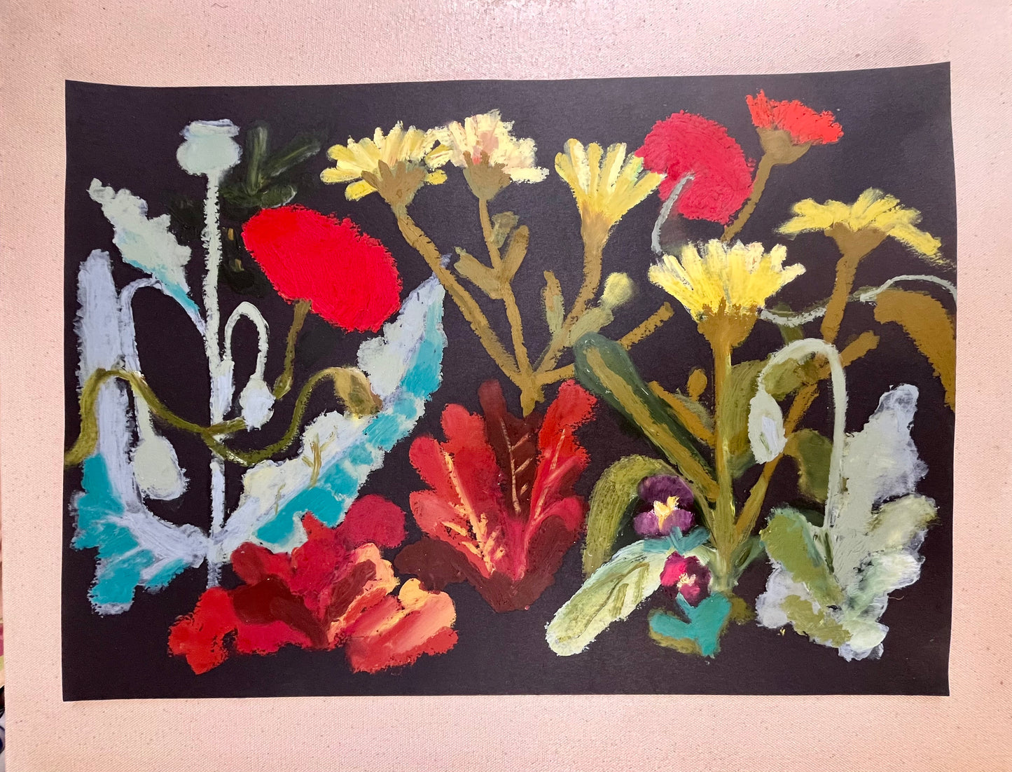 Summer Flowers oil pastel