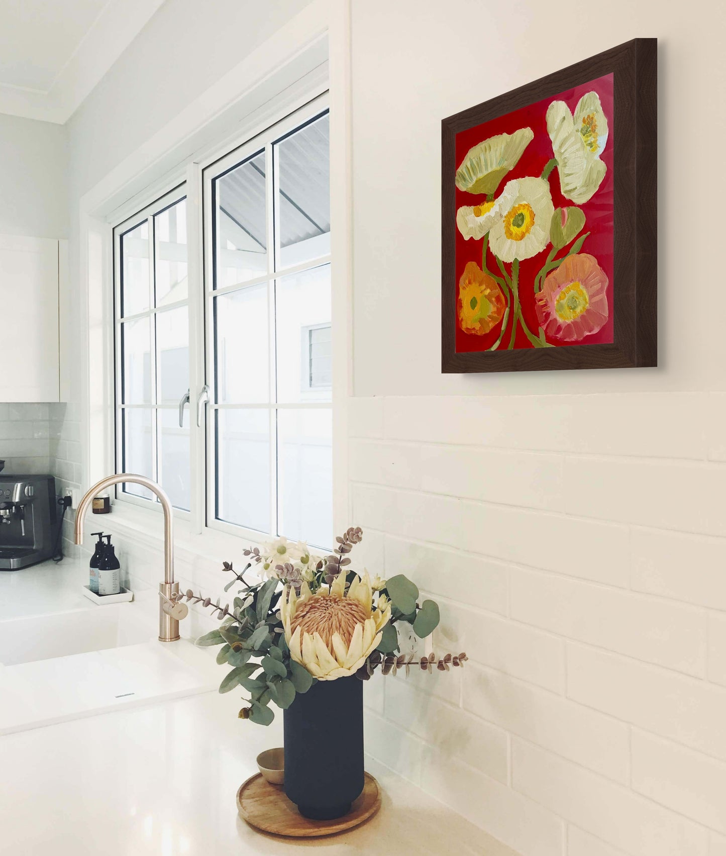 Poppies on Red Original oil painting