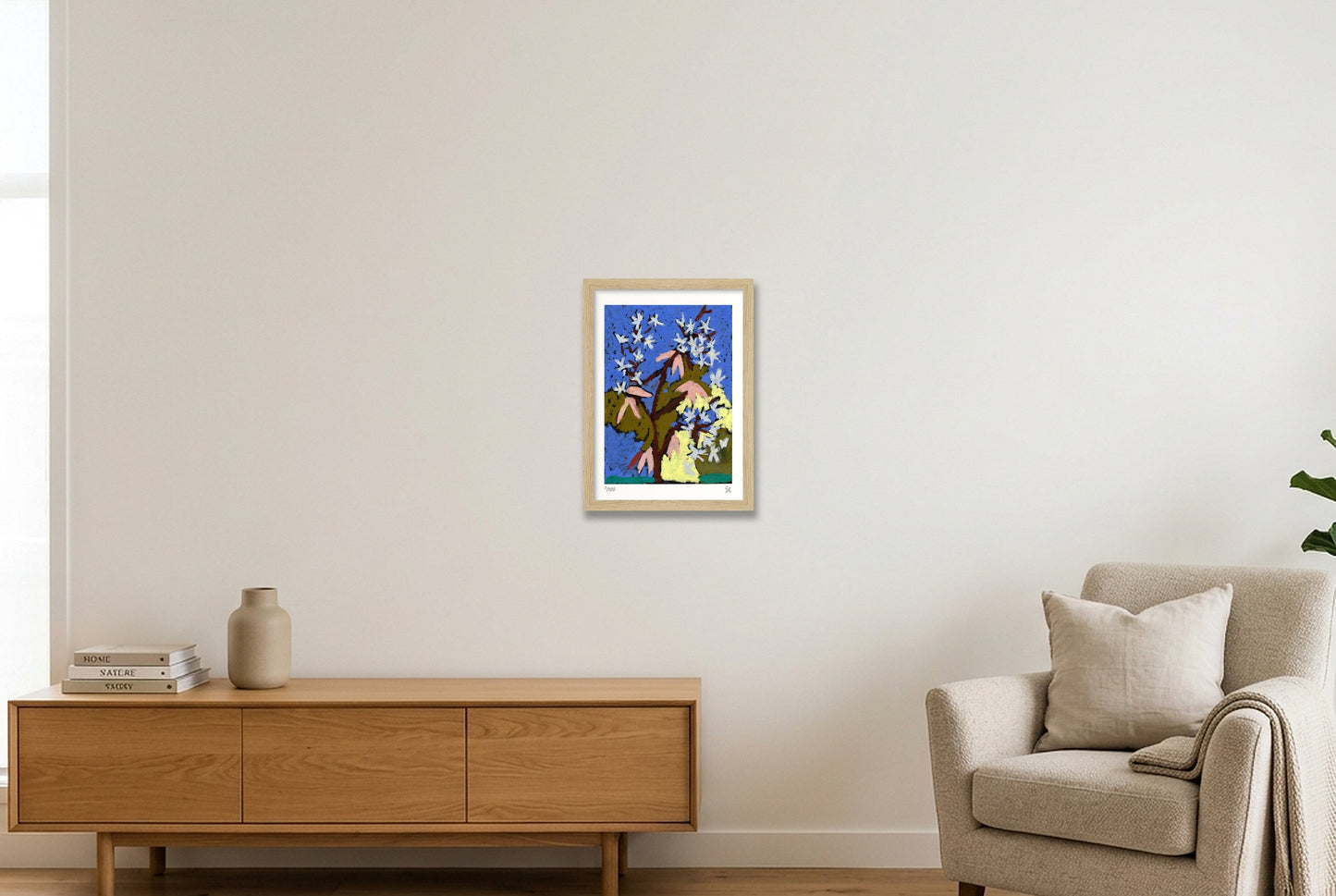 Blossom print — A4 (21×30cm, 8×12") Oak Frame