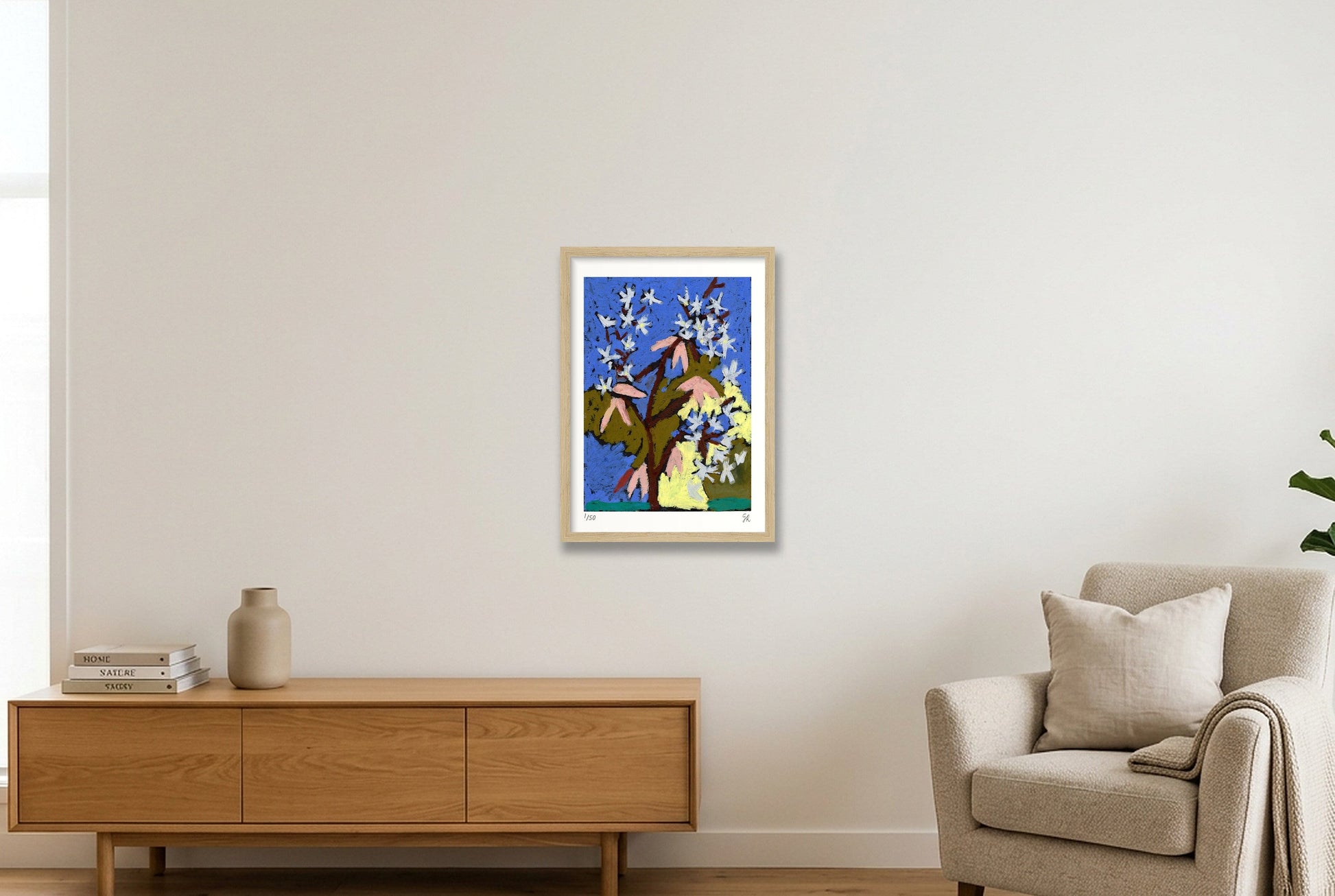 Blossom print — A3 (30×42cm, 12×17") Oak Frame