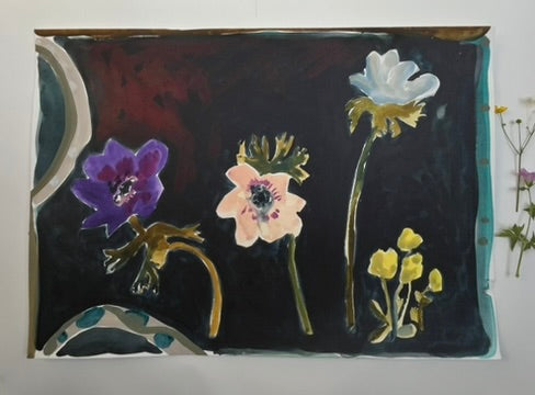 Calm in Adversity Anenome original painting on paper