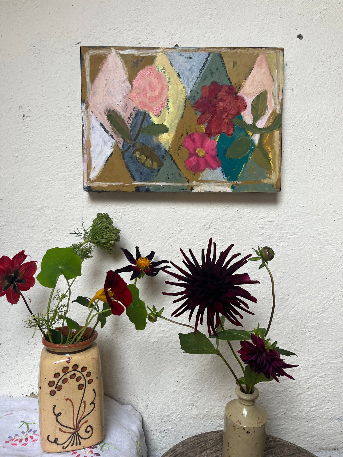Harlequin Flowers I  Oil Painting
