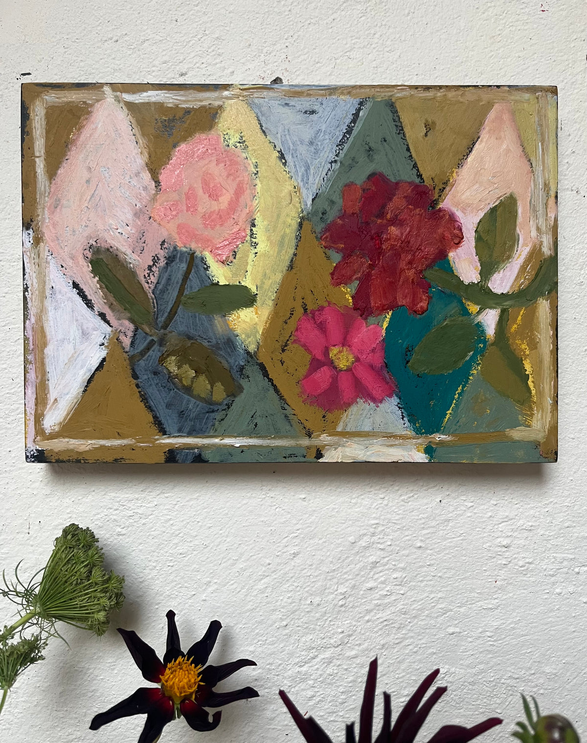 Harlequin Flowers I  Oil Painting