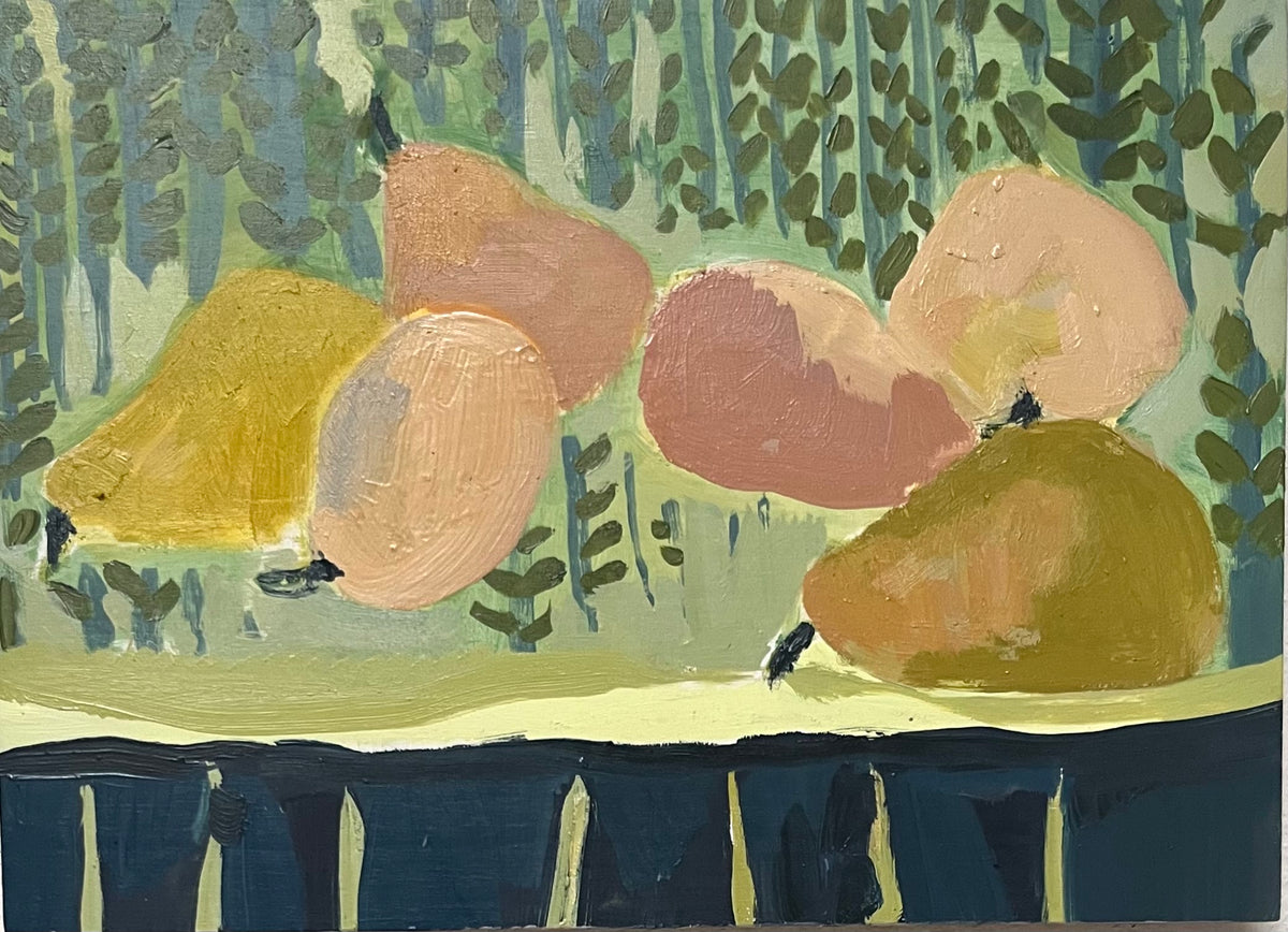 Balancing Pear's oil painting