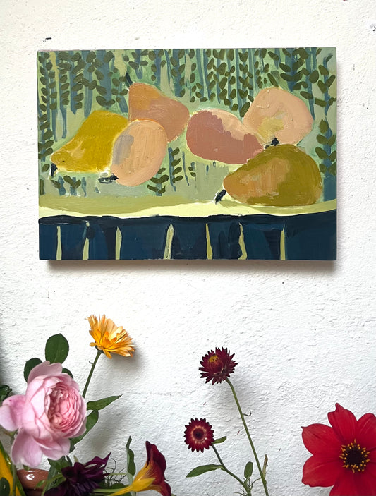 Balancing Pear's oil painting