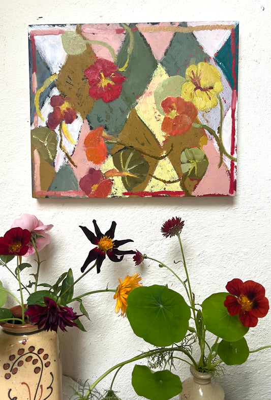 Harlequin Nasturtiums  oil painting