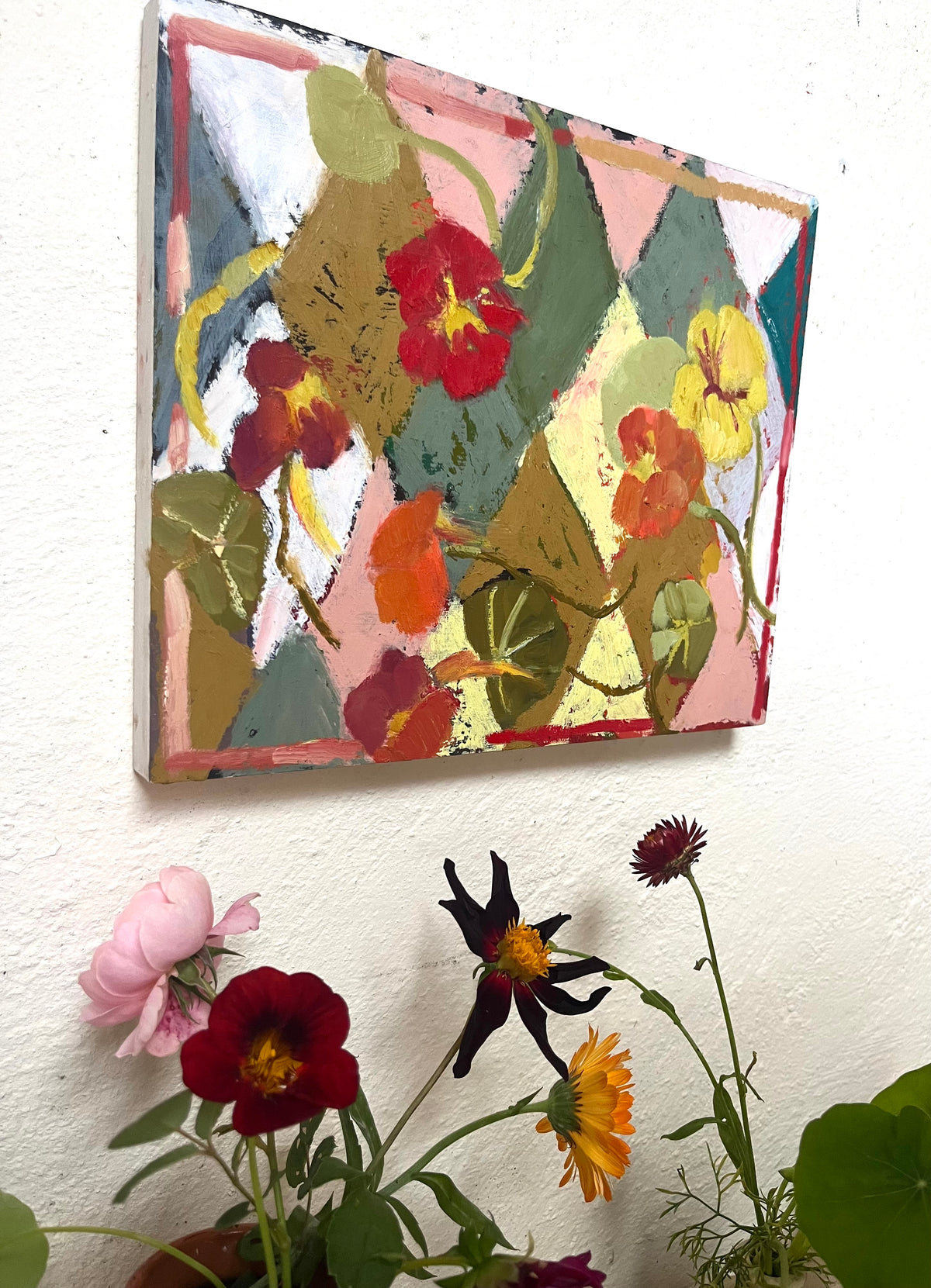 Harlequin Nasturtiums  oil painting