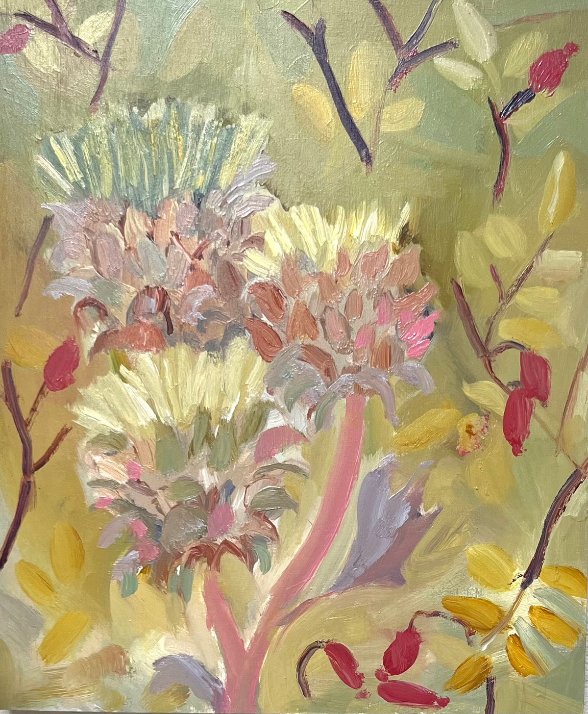 Artichoke & Rosehips Oil Painting