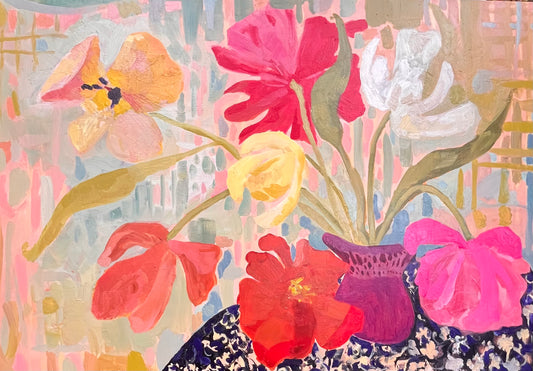Dancing Tulips Original oil painting