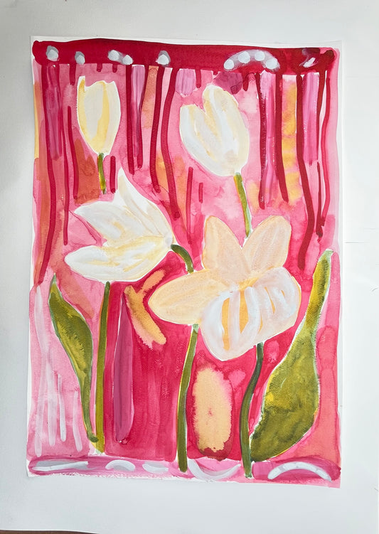 Tulips original painting on paper