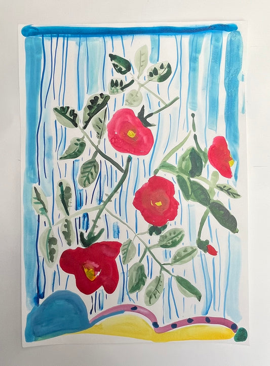Rose original painting on paper