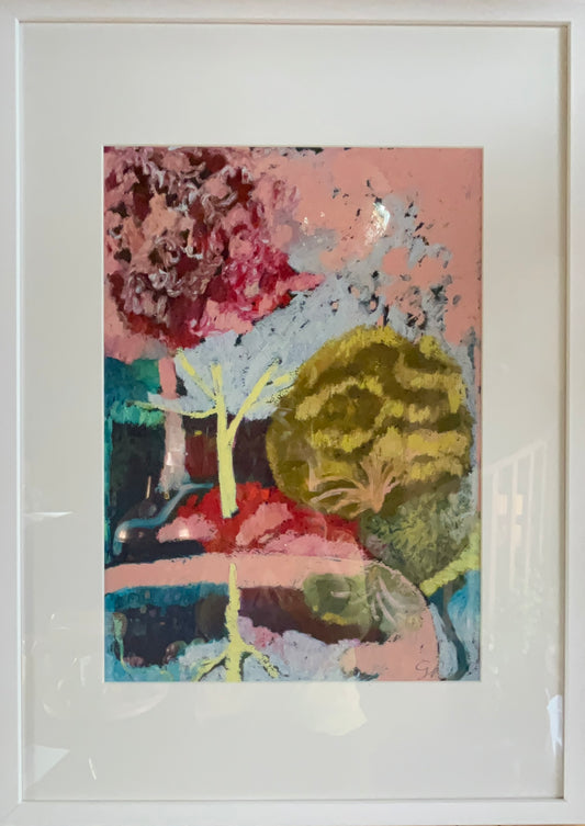 Blossom Garden original Oil Pastel Framed