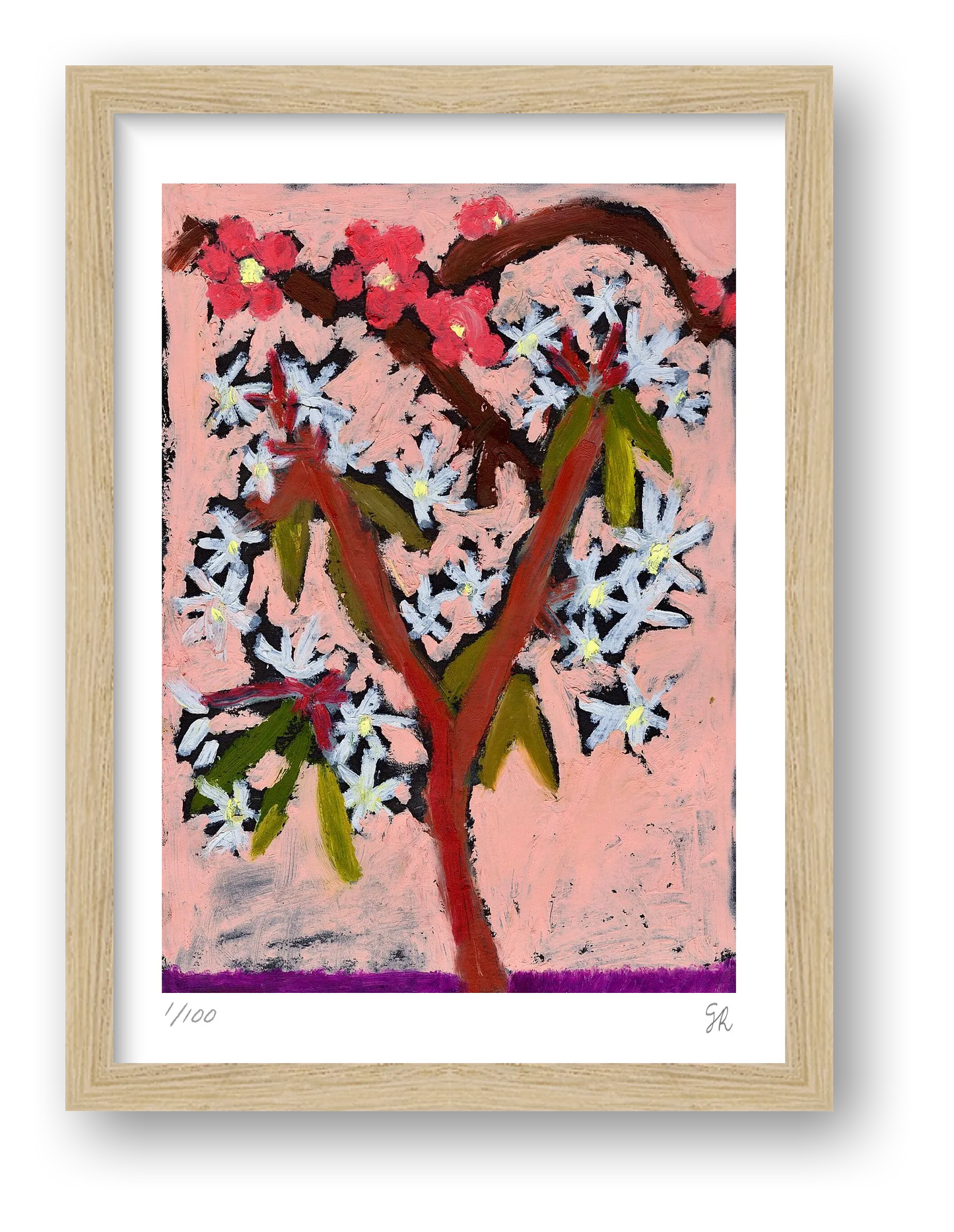 Blossom on pink print — framed