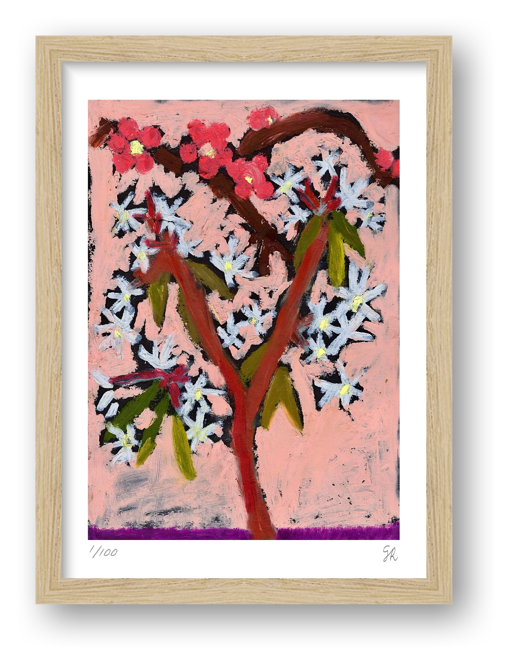 Blossom on pink print — framed